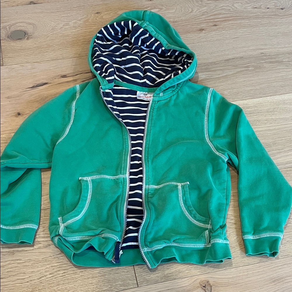 Hanna Andersson Teal Hoodie with Striped Lining